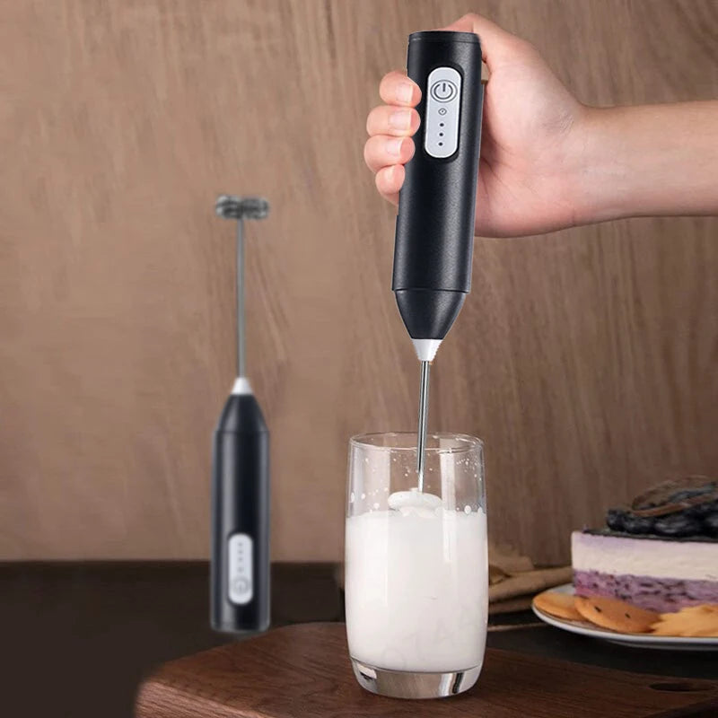 Wireless Electric Milk Frother - Type-C Handheld Stainless Steel Coffee Maker Whisk Mixer