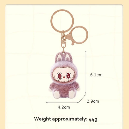Cute Labubu Doll Pendant Keychain Exquisite Doll Fluff Pvc Toy Phone Ornaments Bag Charms Car Key Chain Kawaii Accessories Gifts