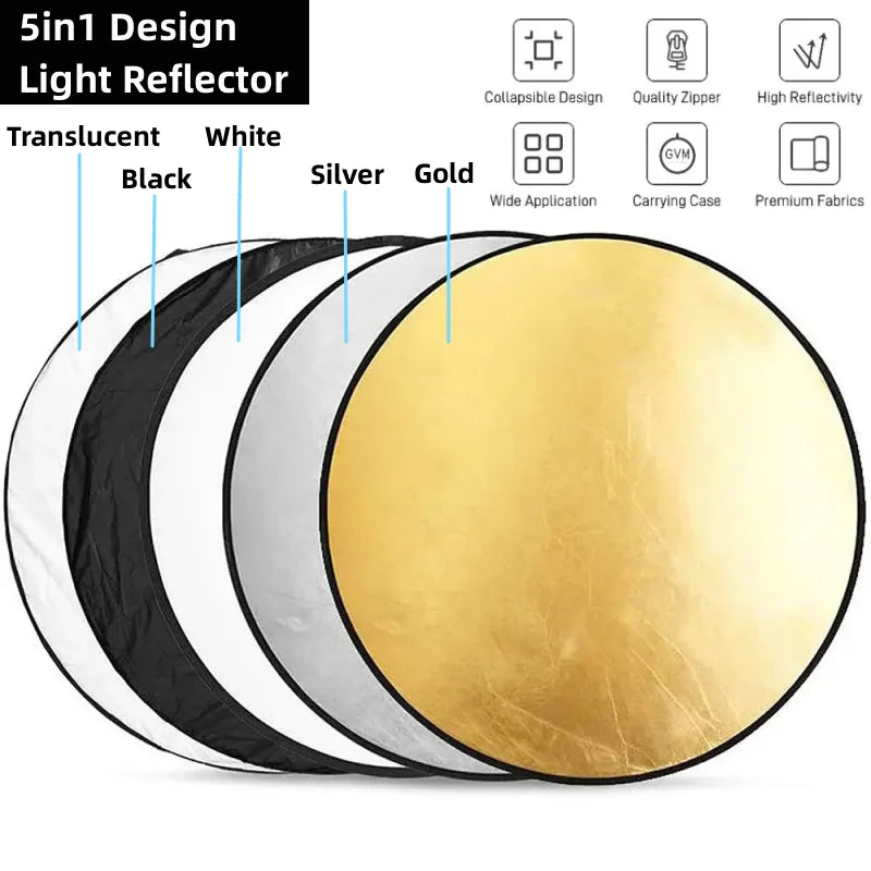 ProLight 5-in-1 Collapsible Reflector – Versatile Photography Tool