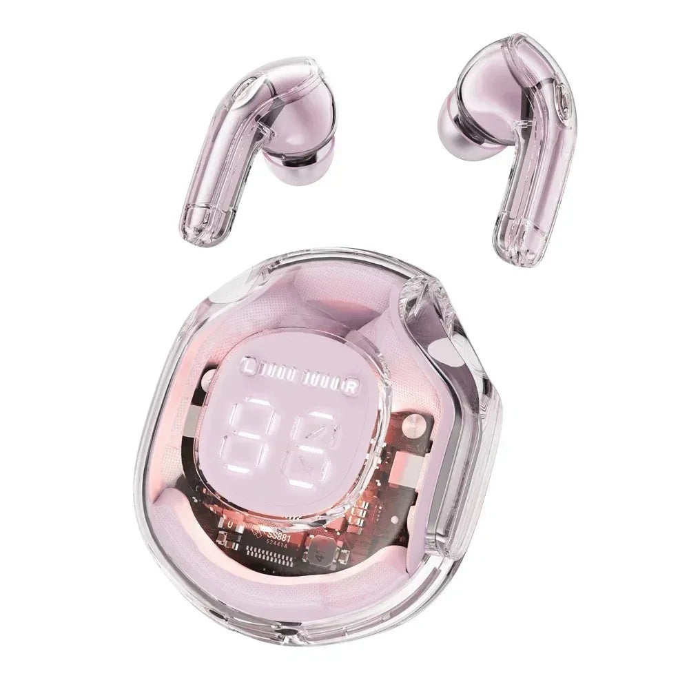 T8 Pro Transparent Bluetooth Earbuds – Wireless In-Ear Headphones with LED Display