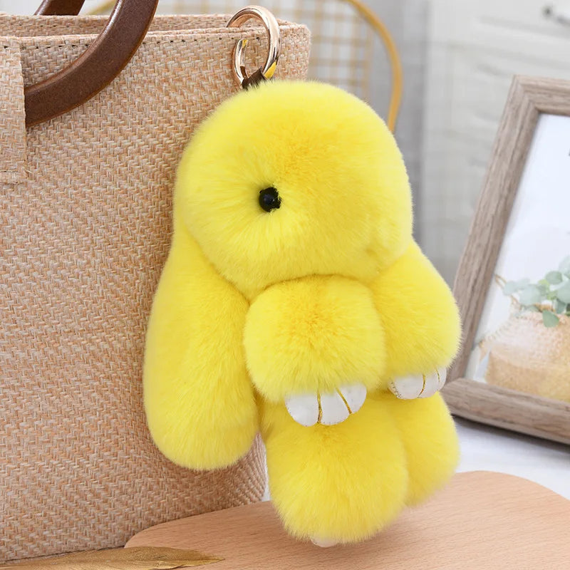 Three Model Size 100% Natural Rex Rabbit Fur Cute Fluffy Bunny Keychain Real Fur Key Chains Bag Toys Doll Lovely Keyring Pendant