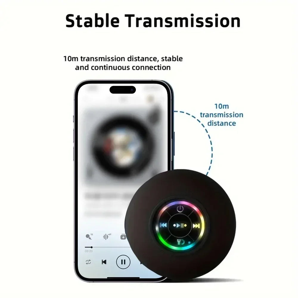 Portable Wireless Bluetooth Speaker – Mini Stereo Sound, IPX4 Waterproof, Suction Cup Design