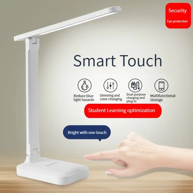 Foldable LED Desk Lamp with Touch Switch | Dimmable Eye Care Night Lamp