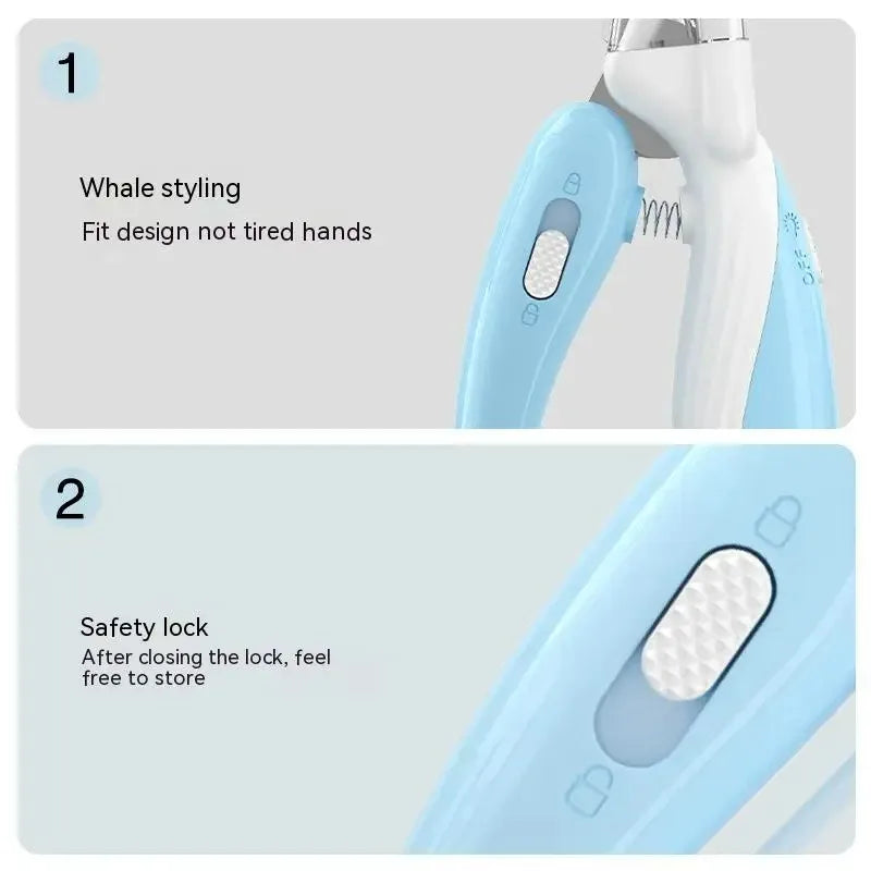 LED Pet Nail Clippers | Electric Dog & Cat Nail Trimmer with Safety Lock & Convenient Grip