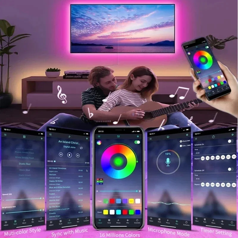 GlowFlex USB LED Strip Lights | RGB Color-Changing with APP Control
