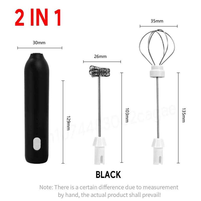 Wireless Electric Milk Frother - Type-C Handheld Stainless Steel Coffee Maker Whisk Mixer