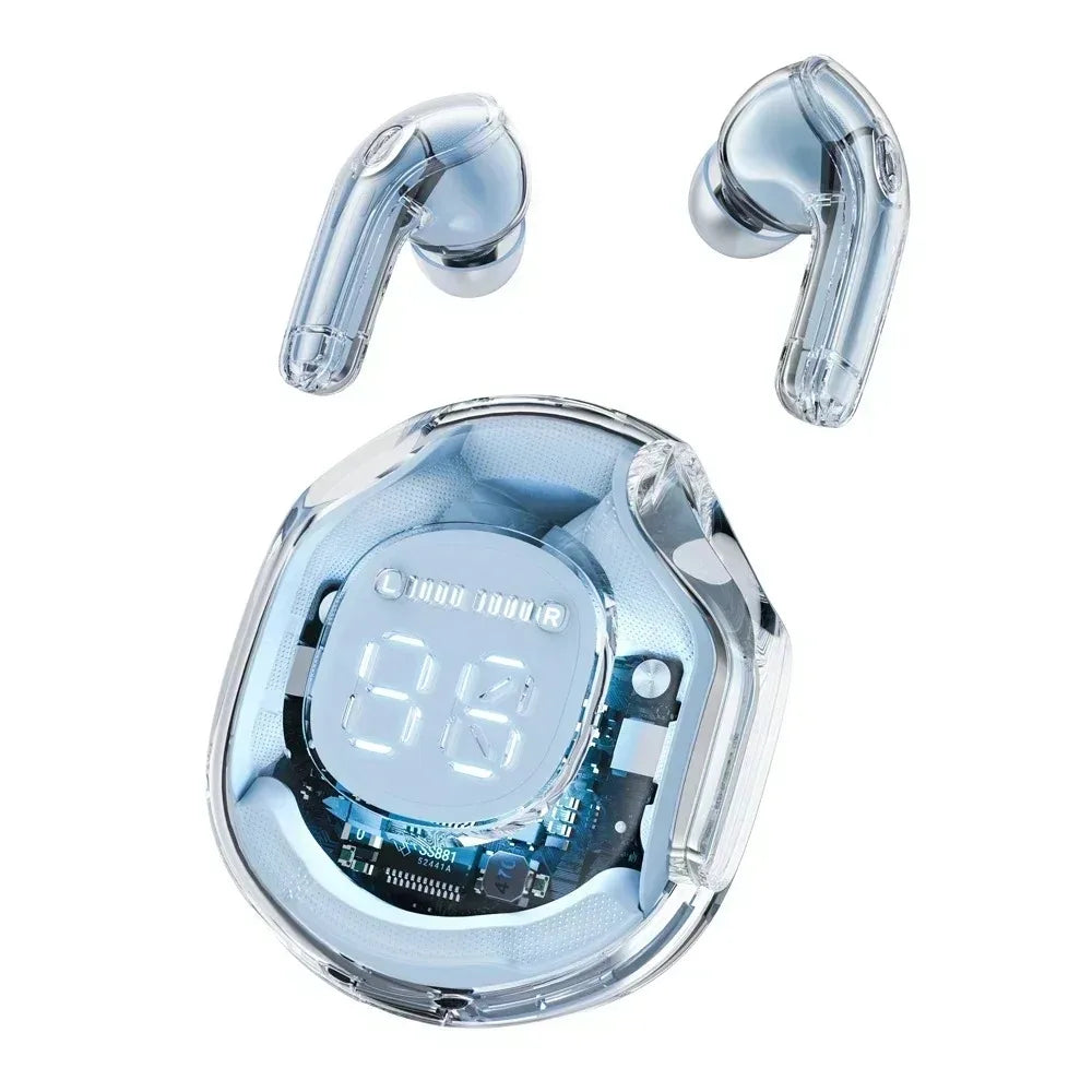 T8 Pro Transparent Bluetooth Earbuds – Wireless In-Ear Headphones with LED Display