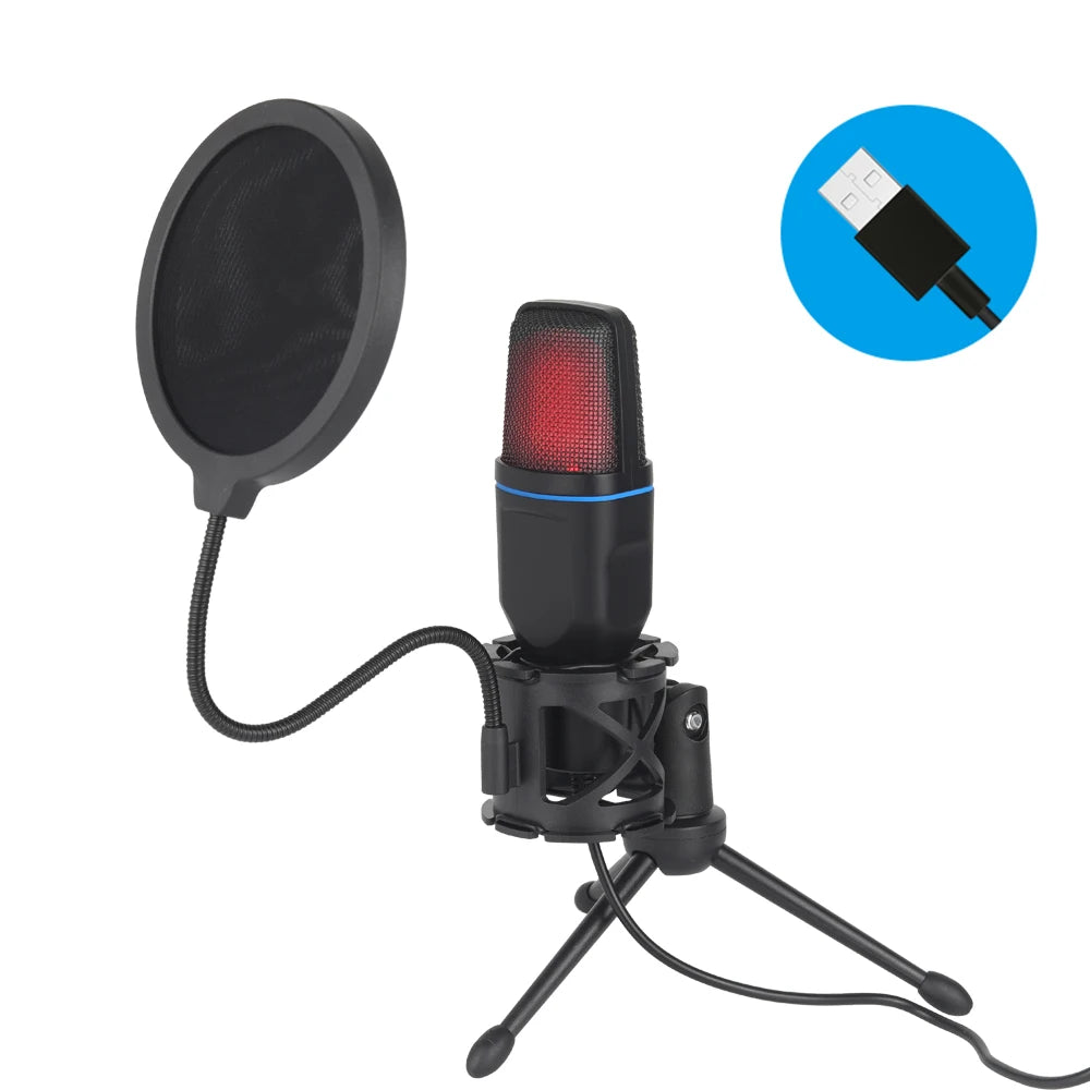 EchoWave RGB USB Microphone | Gaming & Streaming Condenser Mic
