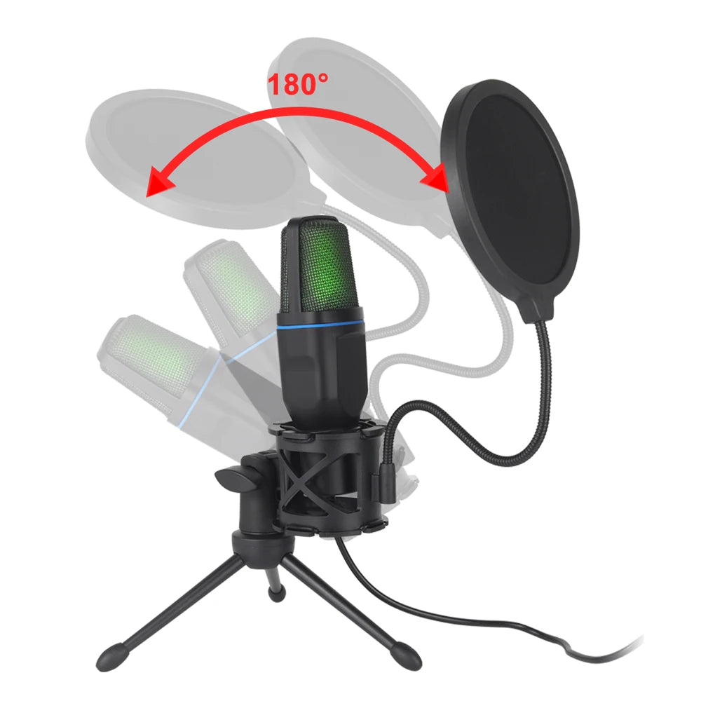EchoWave RGB USB Microphone | Gaming & Streaming Condenser Mic