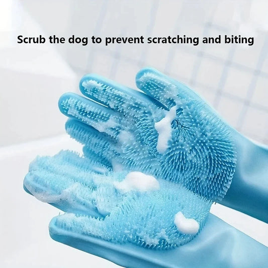 Eco-Friendly Pet Grooming Gloves | Silicone Hair Removal & Bathing Glove for Dogs & Cats