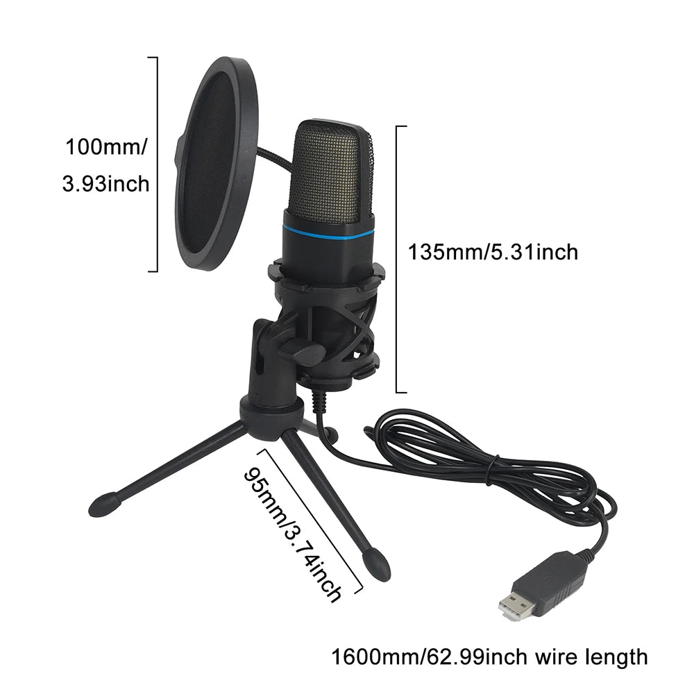 EchoWave RGB USB Microphone | Gaming & Streaming Condenser Mic