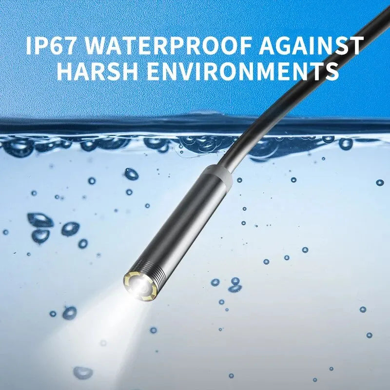 USB & Type-C Endoscope Camera | Waterproof Flexible Inspection Borescope with 6 LED Lights