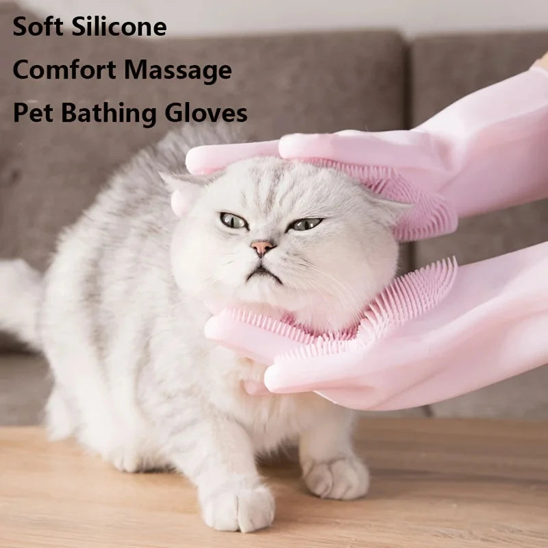 Eco-Friendly Pet Grooming Gloves | Silicone Hair Removal & Bathing Glove for Dogs & Cats