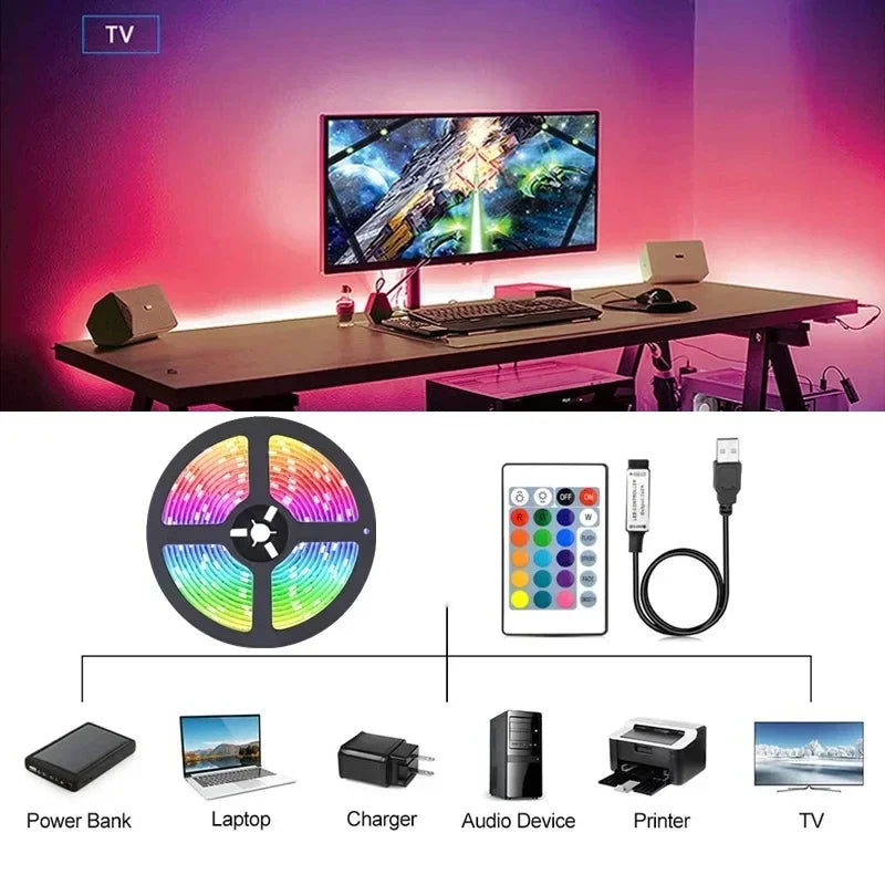 GlowFlex USB LED Strip Lights | RGB Color-Changing with APP Control
