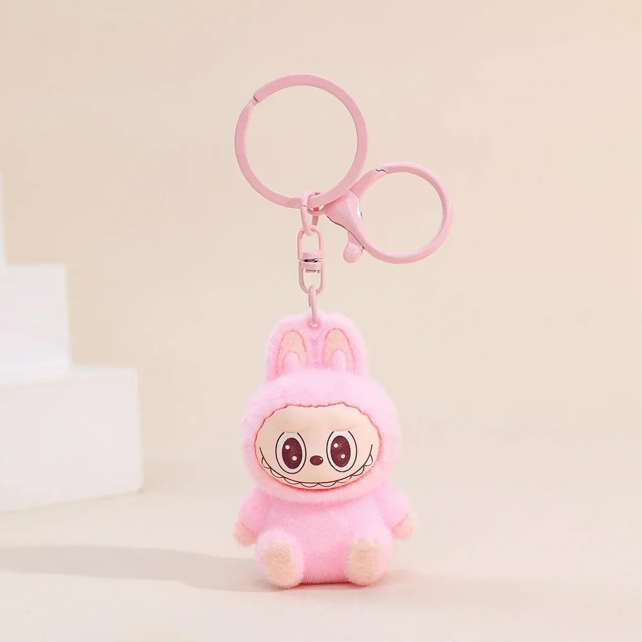 Cute Labubu Doll Pendant Keychain Exquisite Doll Fluff Pvc Toy Phone Ornaments Bag Charms Car Key Chain Kawaii Accessories Gifts