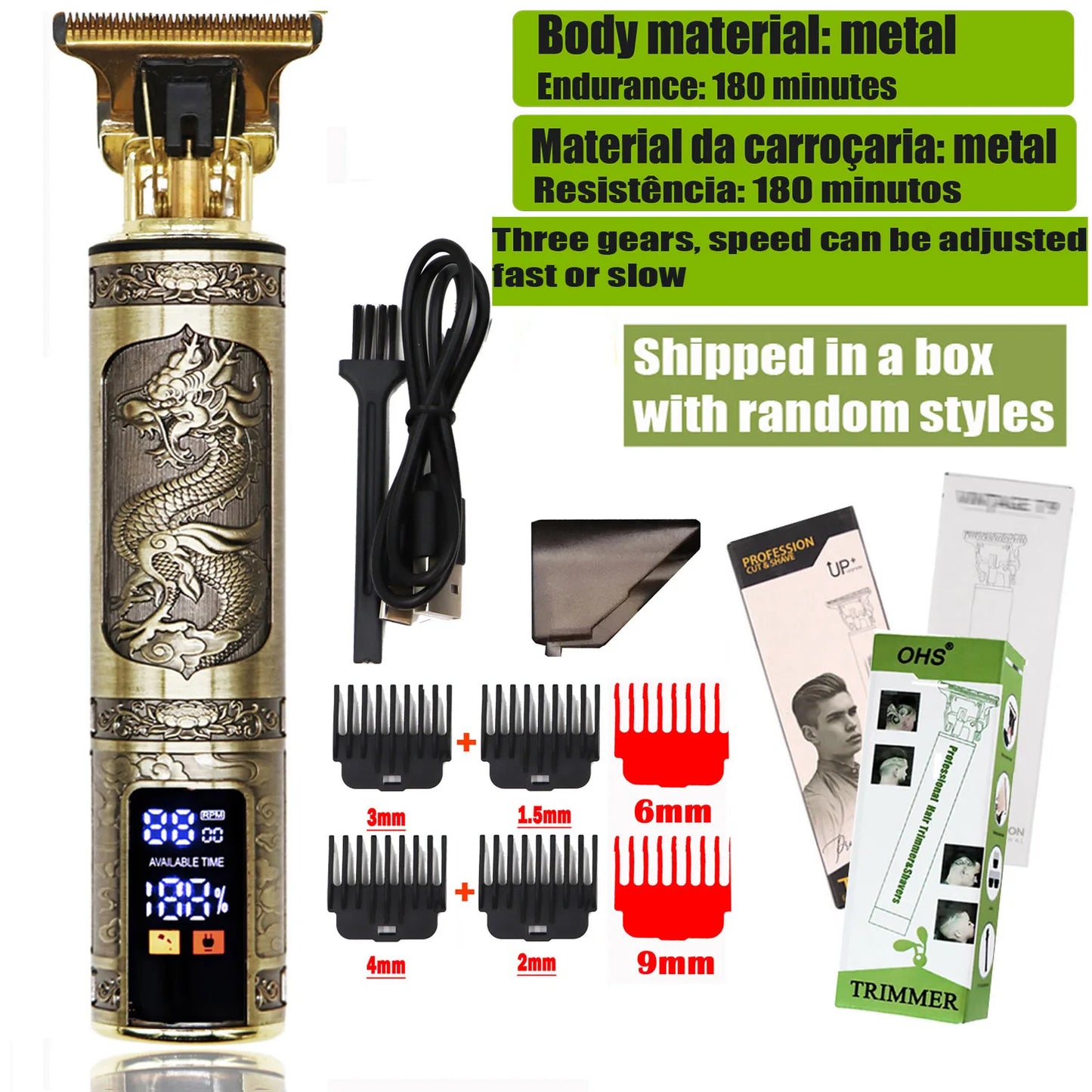 T9 Pro Hair Clipper | Rechargeable Beard & Body Trimmer for Men with Titanium Alloy Blade