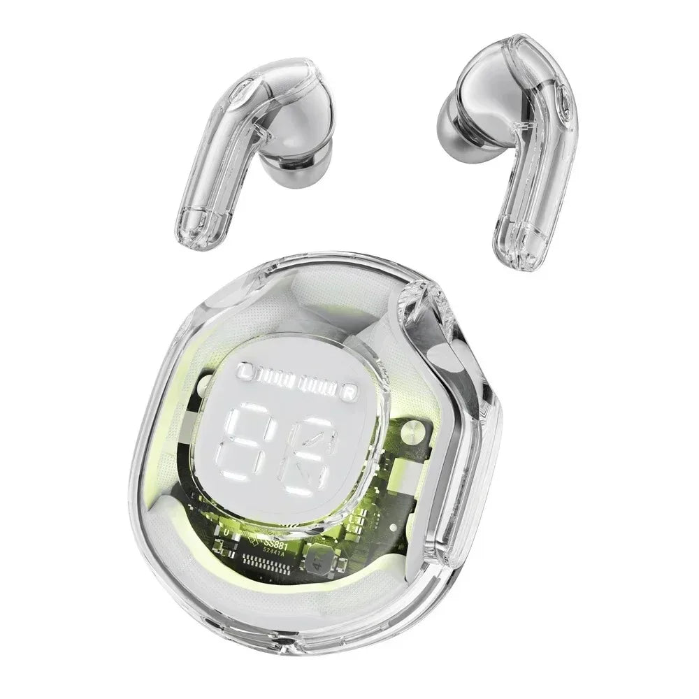 T8 Pro Transparent Bluetooth Earbuds – Wireless In-Ear Headphones with LED Display
