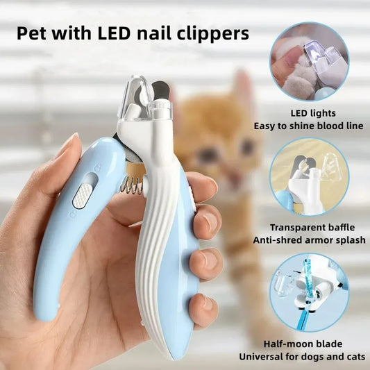 LED Pet Nail Clippers | Electric Dog & Cat Nail Trimmer with Safety Lock & Convenient Grip