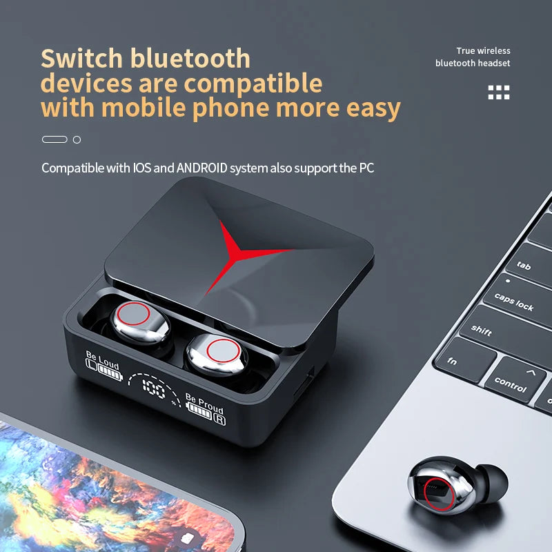 TWS M90 Wireless Earbuds – Bluetooth 5.3 Sports & Gaming Headphones with Mic
