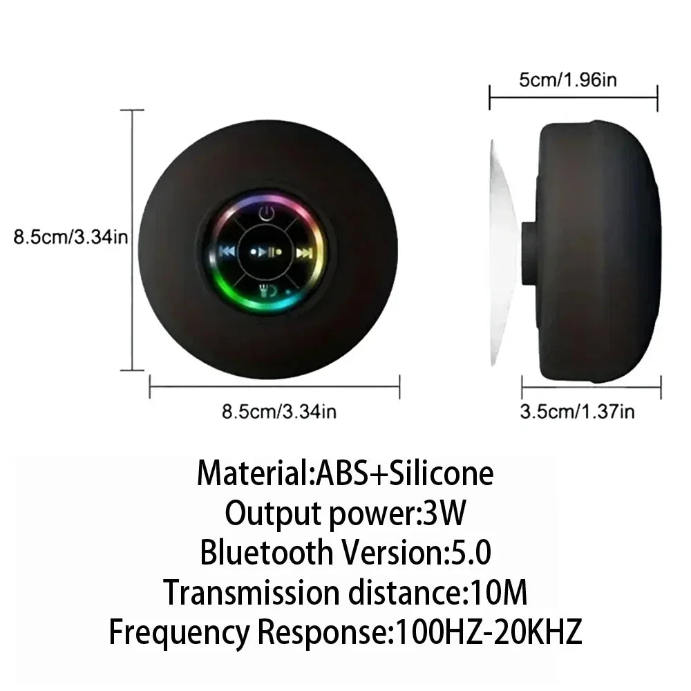 Portable Wireless Bluetooth Speaker – Mini Stereo Sound, IPX4 Waterproof, Suction Cup Design