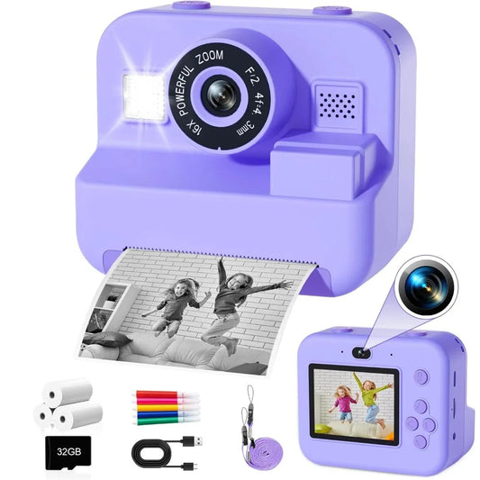 Kids’ Instant Print Digital Camera – 1080P Educational Thermal Camera with 32GB Card