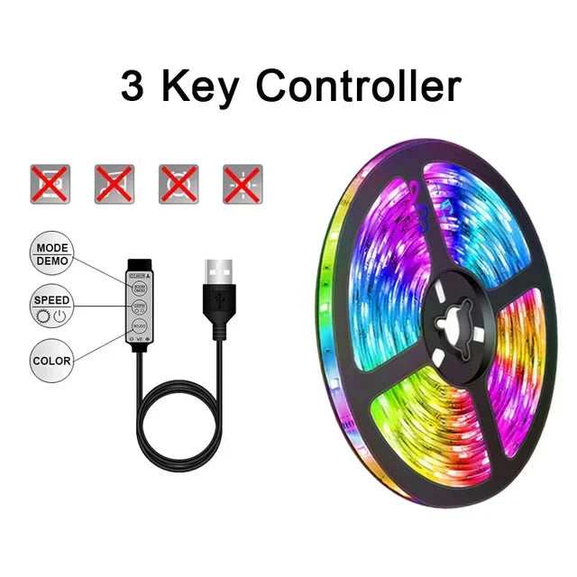 GlowFlex USB LED Strip Lights | RGB Color-Changing with APP Control