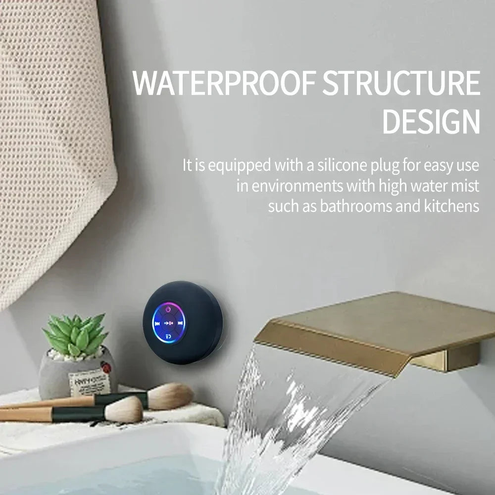 Portable Wireless Bluetooth Speaker – Mini Stereo Sound, IPX4 Waterproof, Suction Cup Design