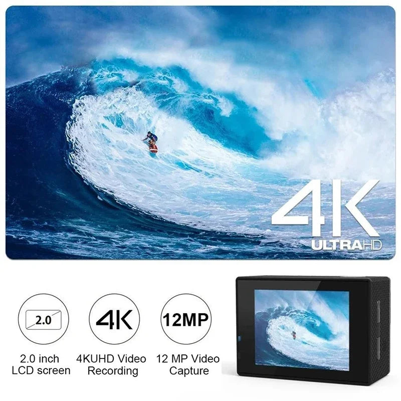 Helmet Video Recording Camera – 4K Outdoor Sports Action Camera with WiFi, Waterproof, 1080P/30FPS, 2.0" Display