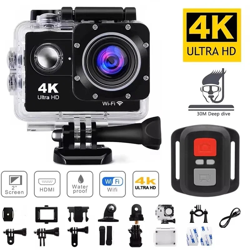 Helmet Video Recording Camera – 4K Outdoor Sports Action Camera with WiFi, Waterproof, 1080P/30FPS, 2.0" Display
